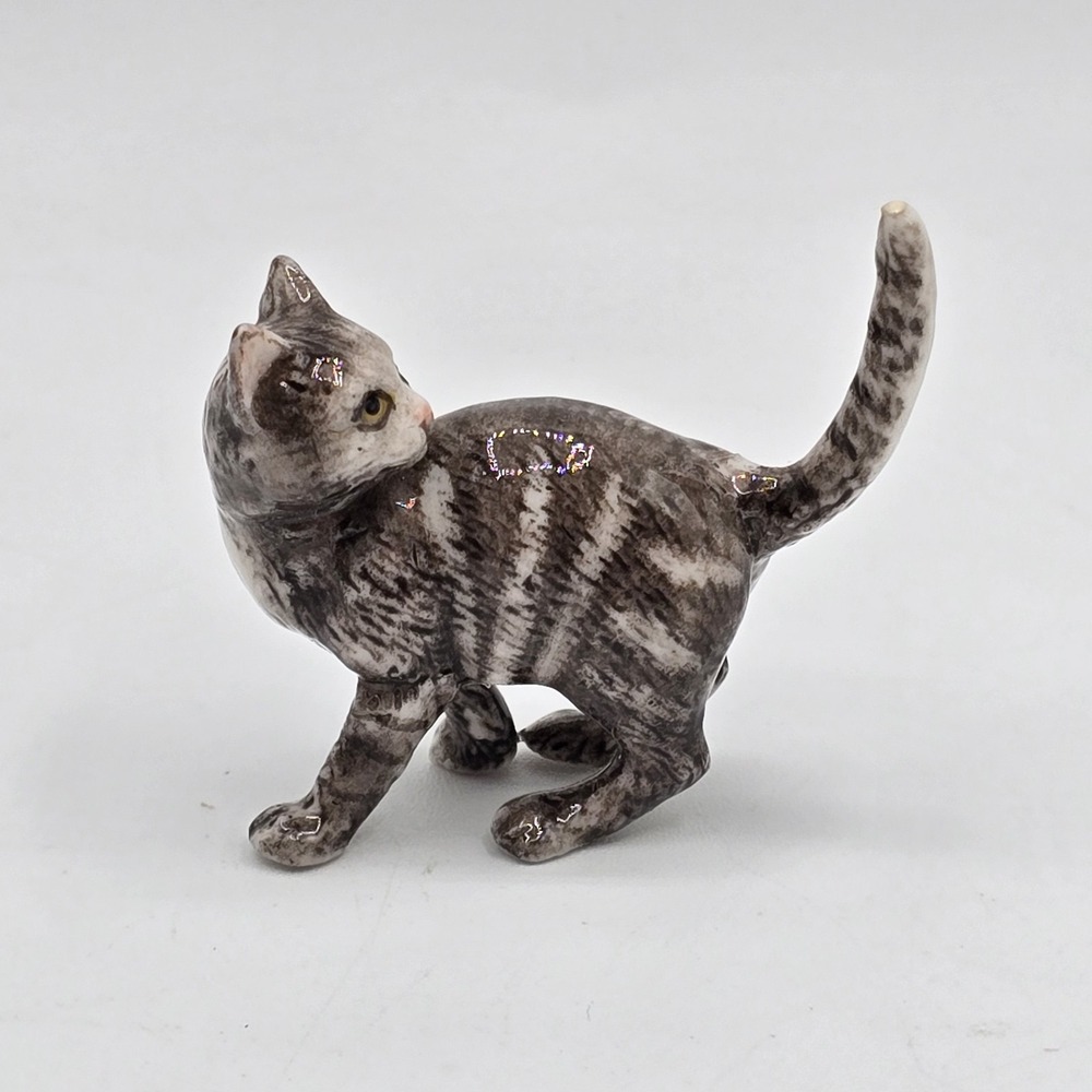 VTG MBI Porcelain Miniature White Brown Grey Kitty Kitten Cat Figurine Figure